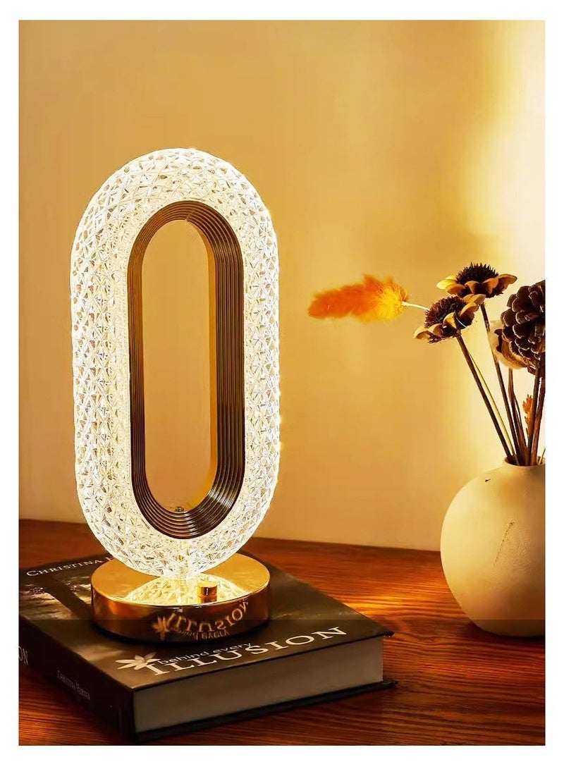 Crystal Modern Oval Light Lamp,Dimmable Touch Lamp with 3 Colors, Rechargeable Night Light with USB Port - Image 4